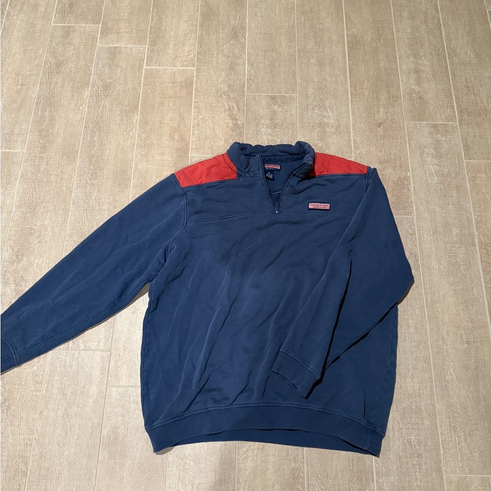 Vineyard Vines Blue and Coral Pullover